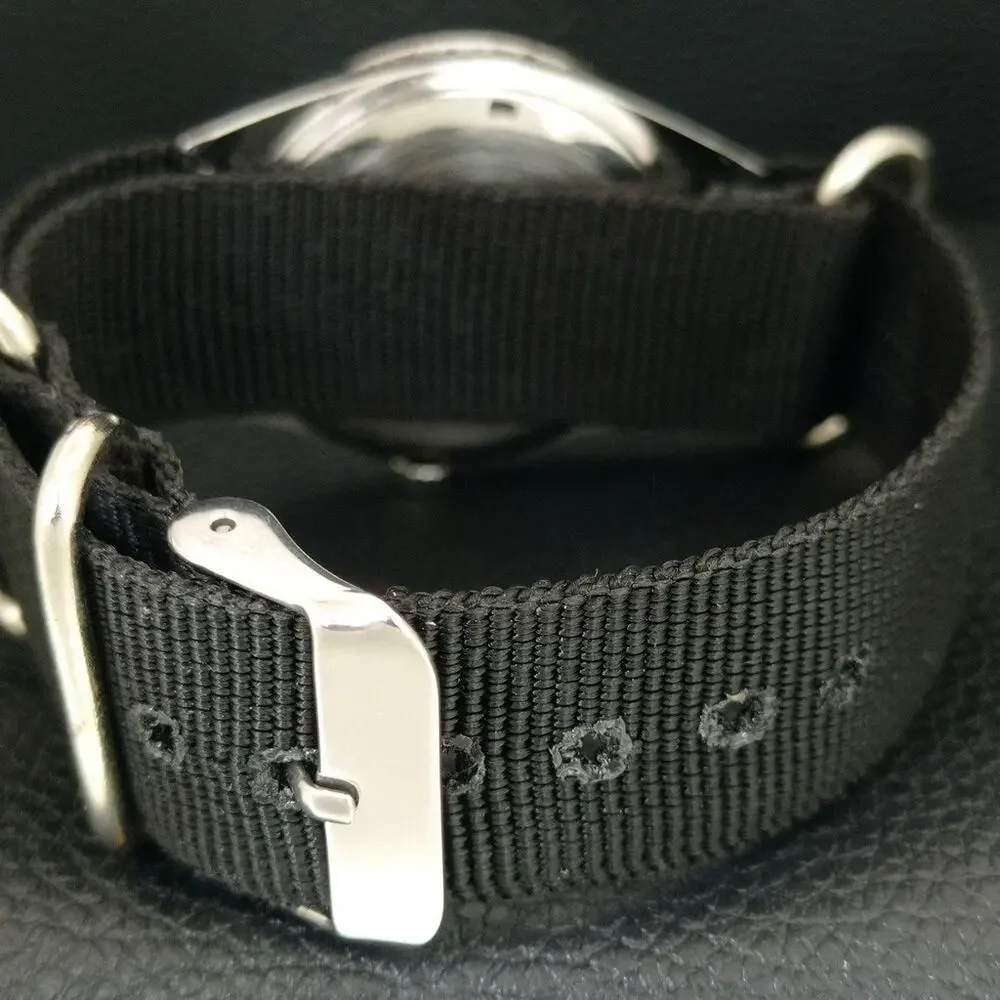 Vintage 1984 Citizen Manual Wound Mens Silver Watch & Black accents